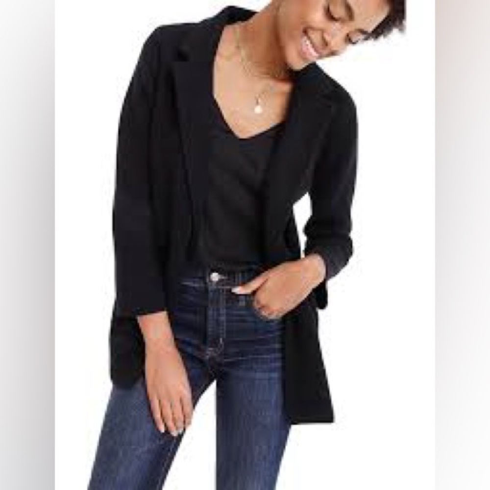 J.Crew Cecile Size S Black Relaxed One Button Sweater-Blazer